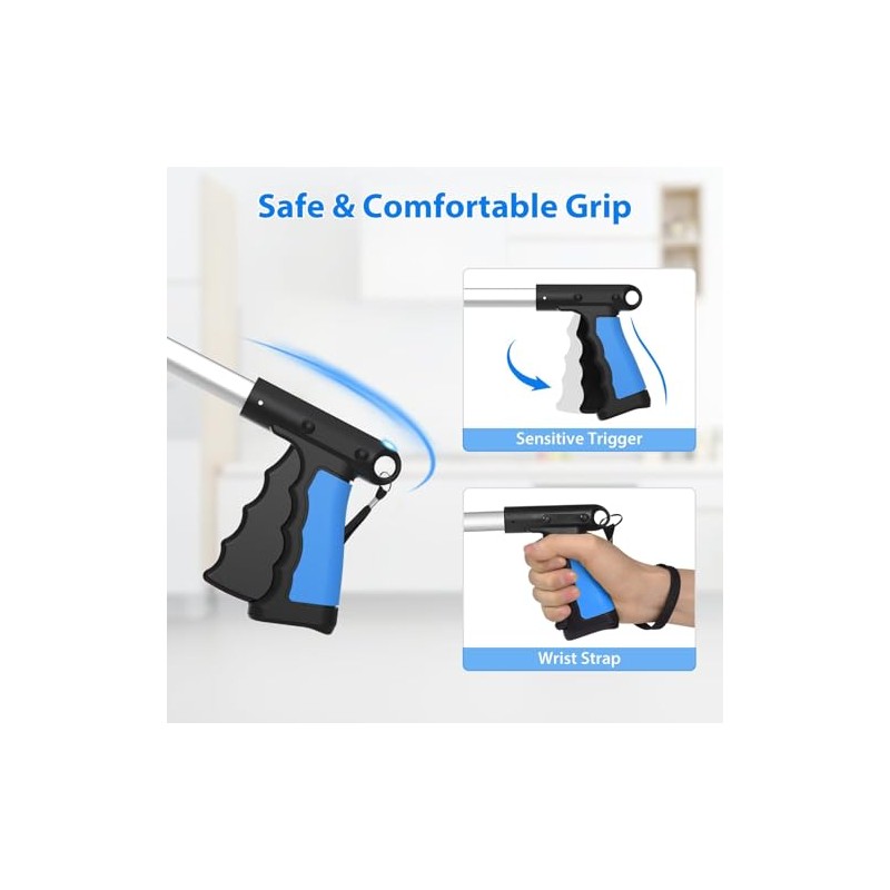 43" Grabber Reacher Tool Foldable Extension Grabber for Seniors Blue