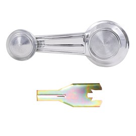 Brock Replacement Set Manual Window Crank Chrome w/Clear Knob Handle & Removal Tool Clip Compatible with Malibu Impala Monte Carlo LeSabre Camaro 1732326