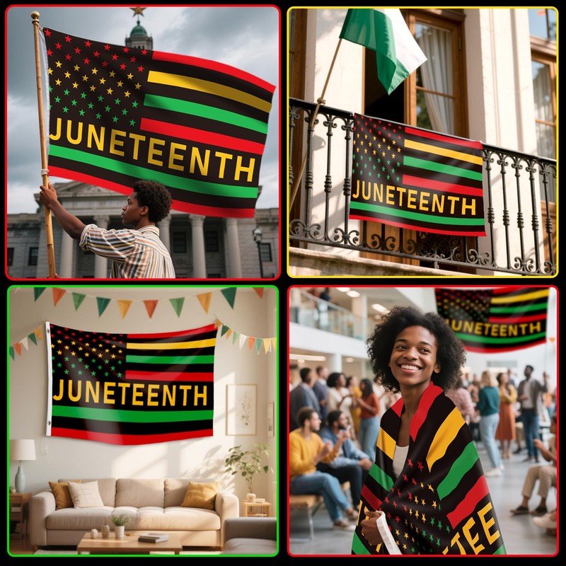 JUNEBRUSHS 2 Pack Juneteenth Flags for Outside, 3x5 Ft African