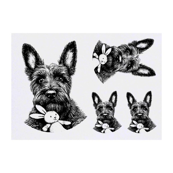 4 x 'Scottish Terrier with Bunny Toy' Temporary Tattoos -