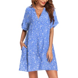 AI'MAGE - Traje de baño para mujer, traje de baño de playa, traje de baño con bolsillos, A-a-blue Flowers, Small