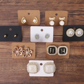 XXUOD 600 Pcs Earring Display Cards Set, 150 Pcs 3 Colors Square Cardboard Earring Holder Cards with 150 Pcs Self-Seal Bags and 300 Pcs Earring Backs for Earring Stud Jewelry Display