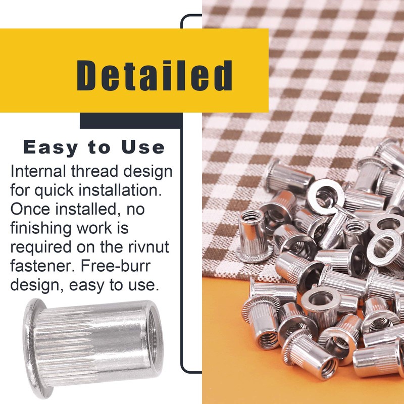 Rustark 130 Pcs 304 Stainless Steel Rivet Nuts Assortment Kit