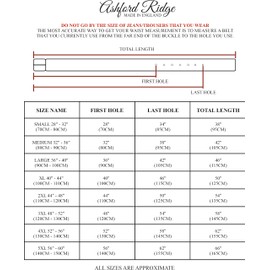 Ashford Ridge Made in England 38mm Full Hide Leather Belt - Brown 2XL