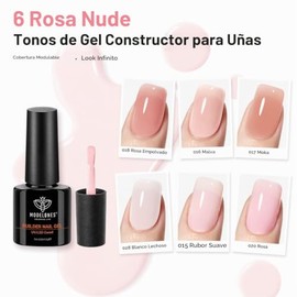modelones- Juego de geles constructores para uñas, 6 colores, 8 en 1, esmalte de uñas en gel duro Jelly Nude Pink