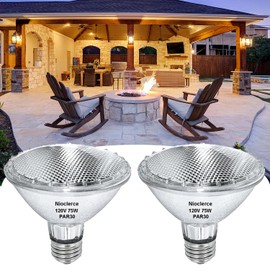 Nioclerce PAR30 Halogen Short Neck 75W 120V 800LM, 2 Pack High Output Halogen PAR30 Dimmable 2800K Warm White, E26 Long Lifespan Short Neck Flood Light Bulb for Recessed, Tracking Lighting
