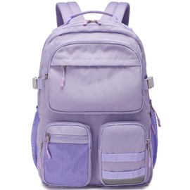 Lohol Water Resistant Backpack with Multifunctional Pockets for Teens, Durable Bookbag fits 15.6 inch Laptop for School Travel College, 25L (Purple)