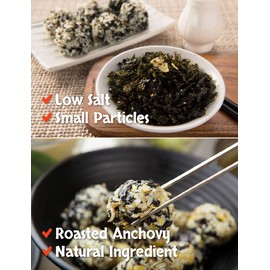 KULOSORY (1+1) Roasted Korean Seaweed Flakes Low-salted Seaweed Flakes For Kids with Anchovy 1.41oz Pack of 2(80g) Laver Nori Gim Snack