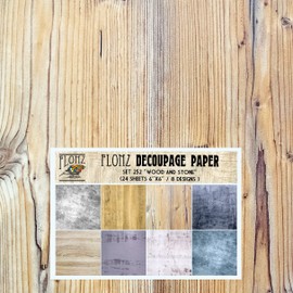 Decoupage Paper Pack (24 Sheets 6"x6") Wood and Stone # Vintage Styled Pattern Paper for Decoupage, Craft and Scrapbooking