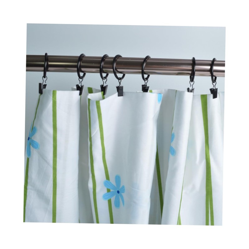 GRIRIW 40pcs Curtain Rings with Clips Drapery Rings for Easy