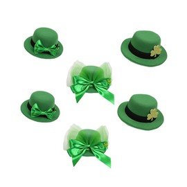 VICASKY 6pcs Patrick's Day Hair Clips Green Bow Knot Shamrock Design Accessories for Women Festive Party Hairpins for Celebrations