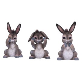 Nemesis Now Three Wise Donkeys 11cm, Resin, Grey, Donkey Figurine Trio, Animal Merchandise, Cast in The Finest Resin, Hand-Painted