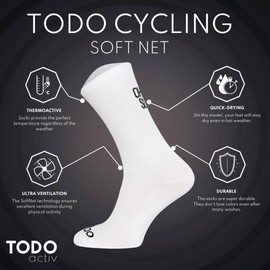 TODO Men's and Women's Cycling Socks Breathable Road Bike Socks Men's Cycling Socks with Motif Also Running Socks, With white without briefs, but with helmet