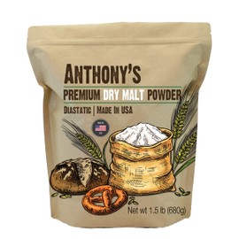 Anthony's Anthony's Diastatic Dry Malt Powder, 1.5 lb, Made in the USA, Diastatic, Malted Barley Flour