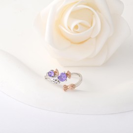 Scottish Thistle Rings for Women - 925 Sterling Silver Thistle Rings Amethyst CZ Scottish Thistle Rings Adjustable Hypoallergenic Jewelry Gifts