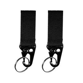 Pack of 2 Belt Clip, Key Chain, Tactical Belt, Police Accessories, Carabiner Key Holder, with Hooks, Belt Key Holders, Nylon Belt Loop, for Car Keys, Backpack, Outdoor Camping Trailers, black
