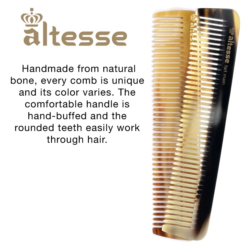 Altesse Antistatic Horn Comb with Smooth Rounded Teeth Handmade in