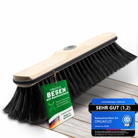ORGAFLIX Premium Broom without Handle 28 cm with Edge Protection, High-Quality Horsehair Blend, Beech Wood, Room Broom without Broom Handle, Horsehair Broom, Made in Germany