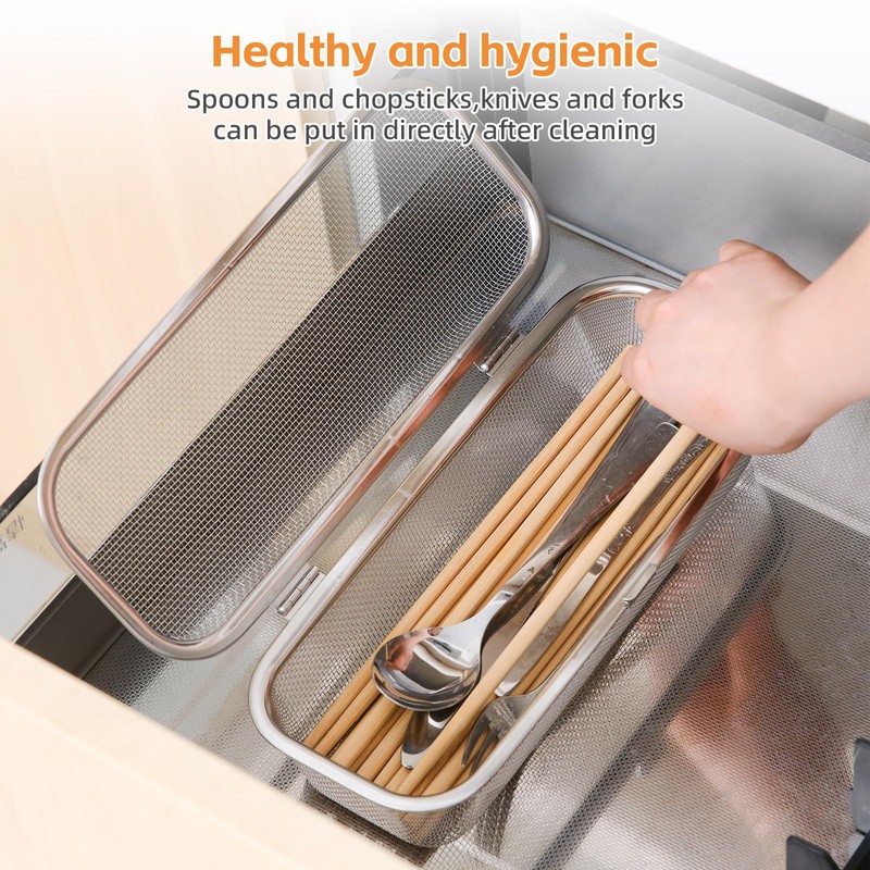 WHDQPX Dishwasher Basket, Stainless Steel Dishwasher Silverware Basket, Replacement Utensil