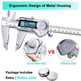 Kynup Calibre digital, herramienta de medición de pinza de 8 pulgadas con acero inoxidable, diseño de protección IP54 a prueba de salpicaduras, fácil interruptor de fracción métrica pulgadas, pantalla LCD grande (200 mm)
