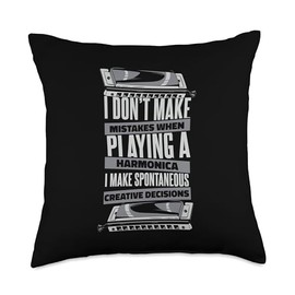 Chromatic Harmonica Accessories Set Beginner Gifts I Don't Make Mistakes When Playing Harmonicist Harmonica Throw Pillow, 18x18, Multicolor