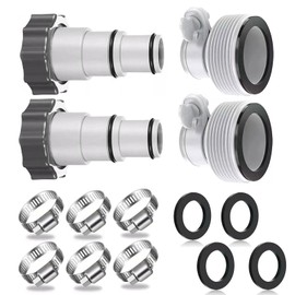 Sougrifow Replacement Pool Pump Hose Adapter for Intex Above Groud Pools Connection 1.5"/1.25" Hoses- 4 Pack Pool Hose Adapter with Clamp Washer 2 Types Conversion (4 Pack-(A＆B)