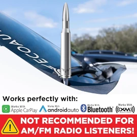 EcoAuto Bullet Antenna Replacement for Dodge Ram & Ford F150 F250 F350 Super Duty Ford Raptor Bronco Trucks - Anti-Theft Design - Radio Antenna for Truck 1990 - Current (Chrome)