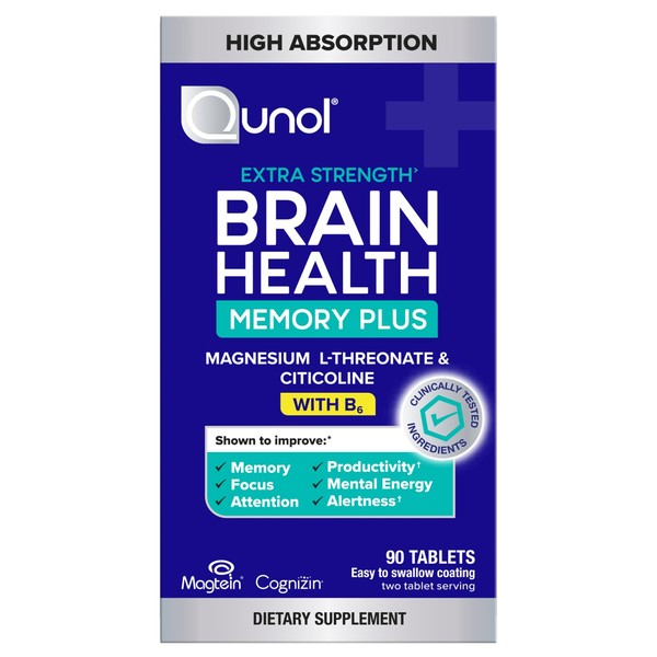 Qunol Brain Health Memory Plus with B6, Magnesium L-Threonate &