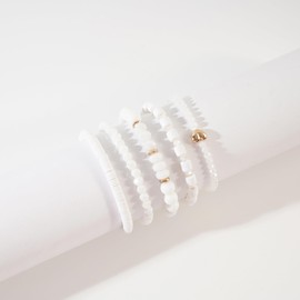 RISHEGAE Crystal Heishi Beaded Bracelet for Women Stackable Bracelet Layering Friendship Summer Stretch Bracelets for Women