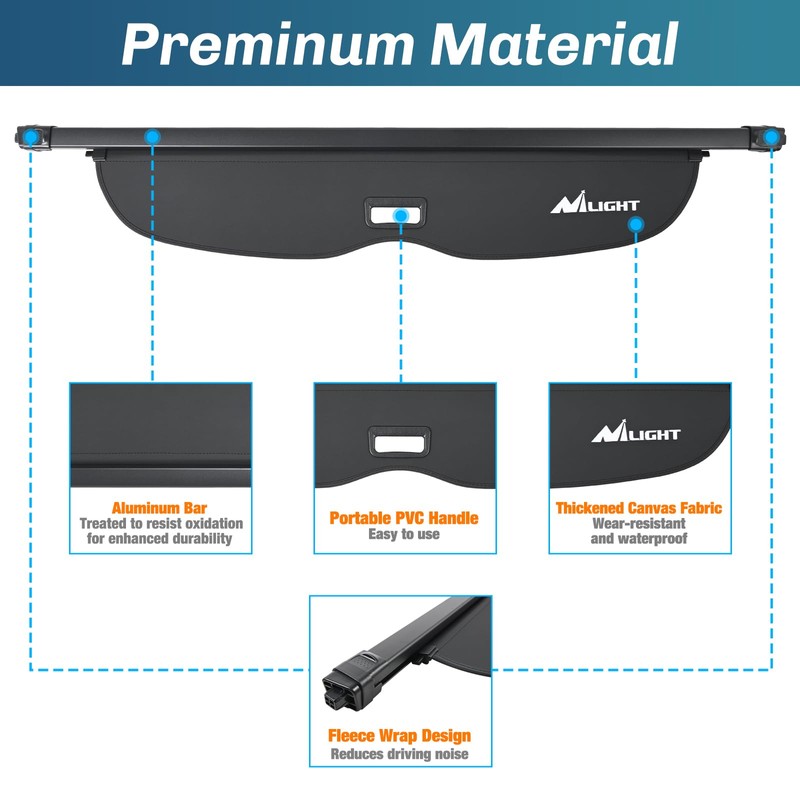 Nilight Trunk Cargo Cover for Honda Passport 2019 2020 2021