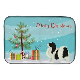Caroline's Treasures CK3548DDM Japanese Chin Christmas Tree Dish Drying Mat Absorbent Dish Drying Mat Pad for Kitchen Counter Dish Drainer Mat for Countertop, 14 x 21", Multicolor
