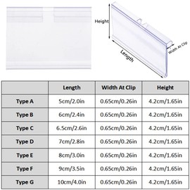 SagaSave Price Tag Holder, 50 PCS Clear Plastic Label Holders for Wire Shelf Retail Price Storage Bins, Merchandise Sign Display Holder for Supermarket Shop Office Home (50 x 42mm)