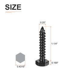 DTGN 1/4" x 1-1/4" Hex Lag Bolts - 20 Pack - for Woodworking, Furniture - 304 Stainless Steel Partial Thread Hexagon Head Lag Screws for Wood - Black
