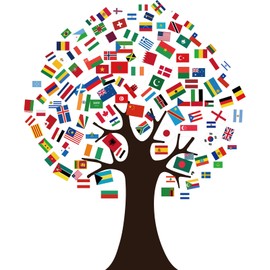 World Flags Tree Bulletin Board Decorations International Flag Tree Paper Cutouts ClassroomTree for Wall School Nursery Blackboard Classroom Wall Decor Supplies