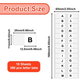 A-Z Sticky Tabs, Alphabet Tabs Self Adhesive A-Z Tabs Indexes Self-Adhesive Page Tabs ABC Tabs Transparent Permanent Alphabetical Tabs for Notebook, Textbook, Dictionary, (390 Pcs)