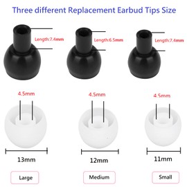 CYADCI Earbud Tips Soft and Comfortable Headphone Ear Tips Ear Bud Replacement Pieces Silicone Fit Most in-Ear Headphones，Inner Hole 3.8mm -5.5mm，18 Pairs White S/M/L Replacement Earbud Tips