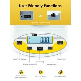 CGOLDENWALL Precision Lab Scale 1000gX0.01g Analytical Electronic Balance Digital Laboratory Scale Precision Jewelry Scales Kitchen Precision Weighing Electronic Scales Calibrated 110V (1000g, 0.01g)