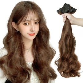 ORSUNCER Wig, Collar, Long Neckline, Extension, Curl, Heat Resistant, 3-piece Set, Clip, 17.7 / 21.7 inches (45 cm) / 21.7 inches (55 cm), Light Brown