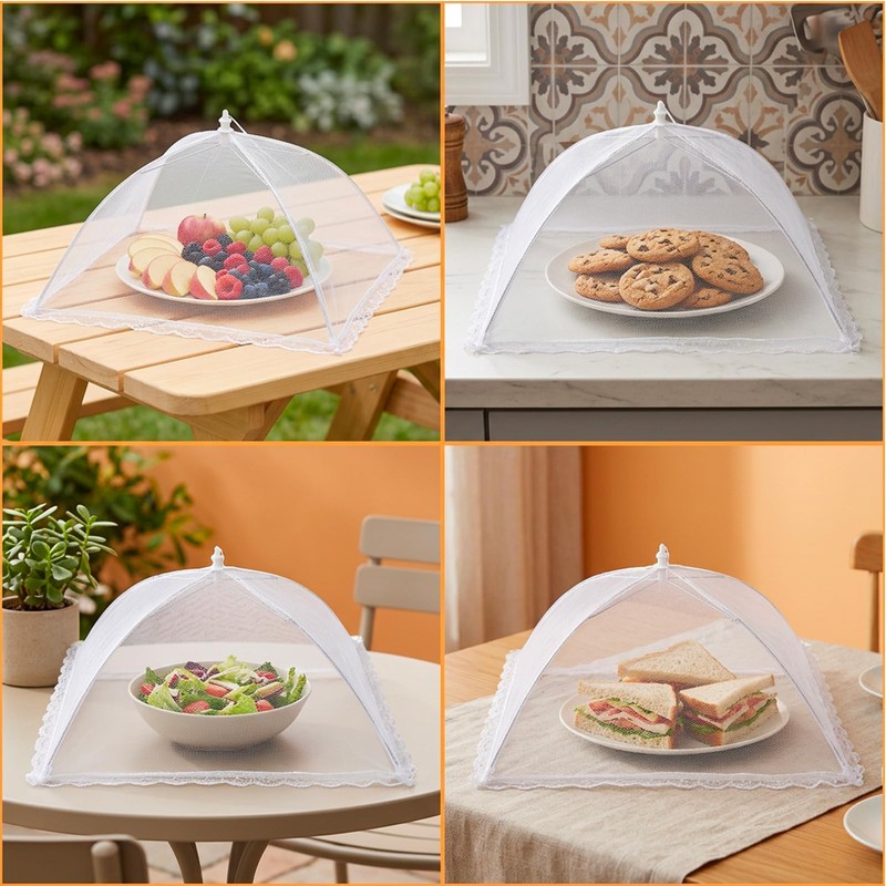 3 Mesh Food Covers Pop Up, Reusable 12 Inch Collapsible