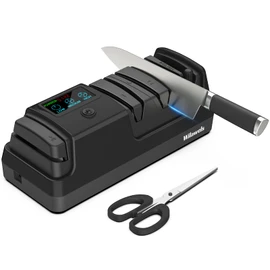 WILAWELS Electric Knife Sharpener, 5-in-1, 3 Rotational Speed Adjustable Electric Knife Sharpener for Straight/Serrated/Ceramic Knives, Scissors, Chef Knives, Axes,Black B01KS06