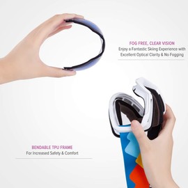 OutdoorMaster Kids Ski Goggles, Snowboard Goggles - Snow Goggles for Kids,Youth with Anti-Fog 100% UV Protection Spherical Lens - Bluebird Day