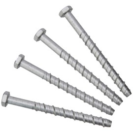 Merriway BH03050 Concrete/Masonry Screw Anchor Hex Head Bolt, M10 x 130mm (3/8" x 5.1/8 inch) - Pack of 4