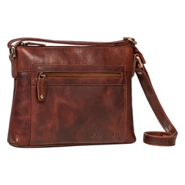 STILORD 'Wanda' Leder Handtasche Damen Klein Umhängetasche für Frauen Elegante Schultertasche für Shopping Freizeit Vintage Crossbody Bag Echtleder, Farbe:porto - cognac