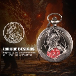 Banloga Mini DND Dice Set, 7 Pcs Metal Dice Set with Embossed Pattern, Dungeons and Dragons Dice for Role Playing Board Games(Dragon, Ancient Silver)