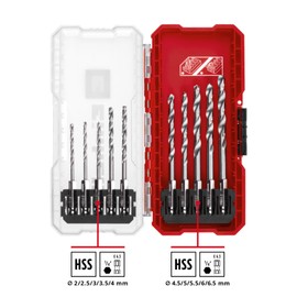 Original Einhell S-CASE 10-piece metal drill bit set (made of HSS 4241 steel, E 6.3 shank, 135° split-point tip, roll-rolled type N spiral incl. storage box)