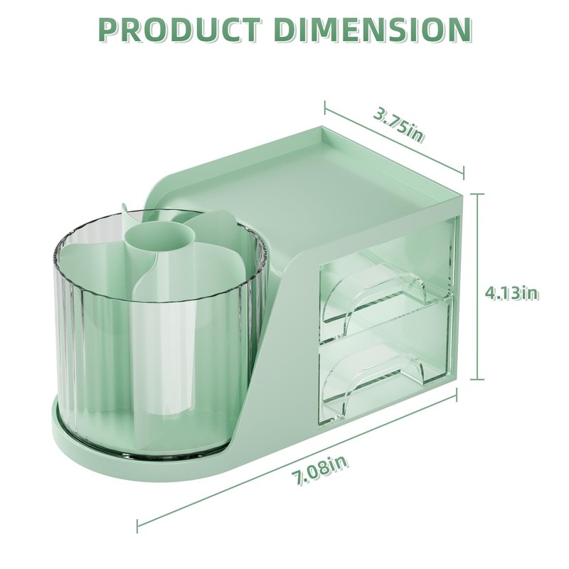 Marbrasse Desk Organiser,360-Degree Rotating Pen Holder,Desk Organisers Accessories with 5