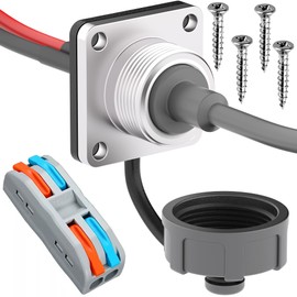 Waterproof RV Wall Pass Through Kit for Starlink Mini, Aluminum DC Cable Passthrough Female Socket, Recessed Power Connector Camper, Truck, Van, Boat, Battery Box (Plastic Cover)
