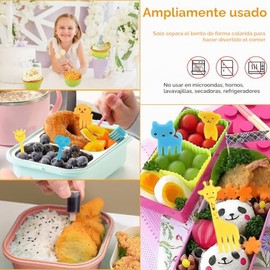 105 piezas de accesorios para cajas de comida para niños, incluyendo divisor, botella para salsa, botella exprimible, tenedor para fruta, accesorios  