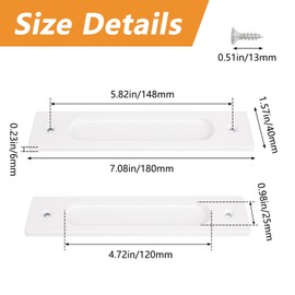 MOROBOR 180MM Rectangual Recessed Sliding Door Pulls, 2pcs Warm White Flush Pull Aluminum Alloy Closet Door Finger Pulls with Mounting Screws for Sliding Barn Door