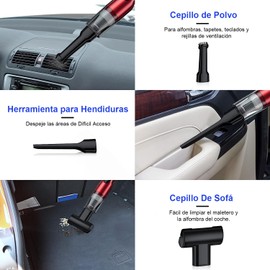 RUGNADOO Aspiradora de Mano Inalambrica, Aspirador de Coche USB Carga Rapida, 12000pa Plumero de Aire Comprimido Eléctrico, Potente con BateríA de 4000mah para Coche, Oficina y Hogar (Rojo)